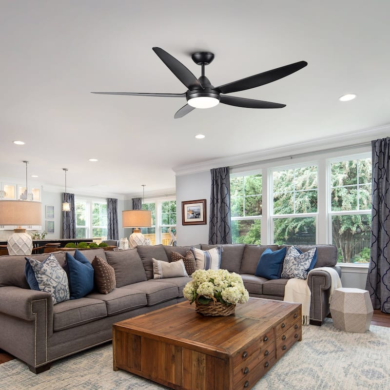 56" Ceiling Fan Light with Remote Control - Black