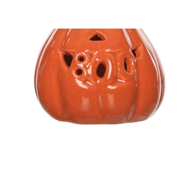 Pumpkin With Bat Halloween LED Figurine