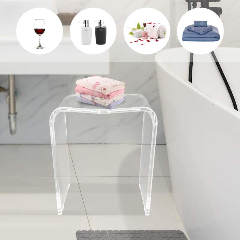 Acrylic Shower Bench Stool U-Shaped Bathroom Seat - Clear