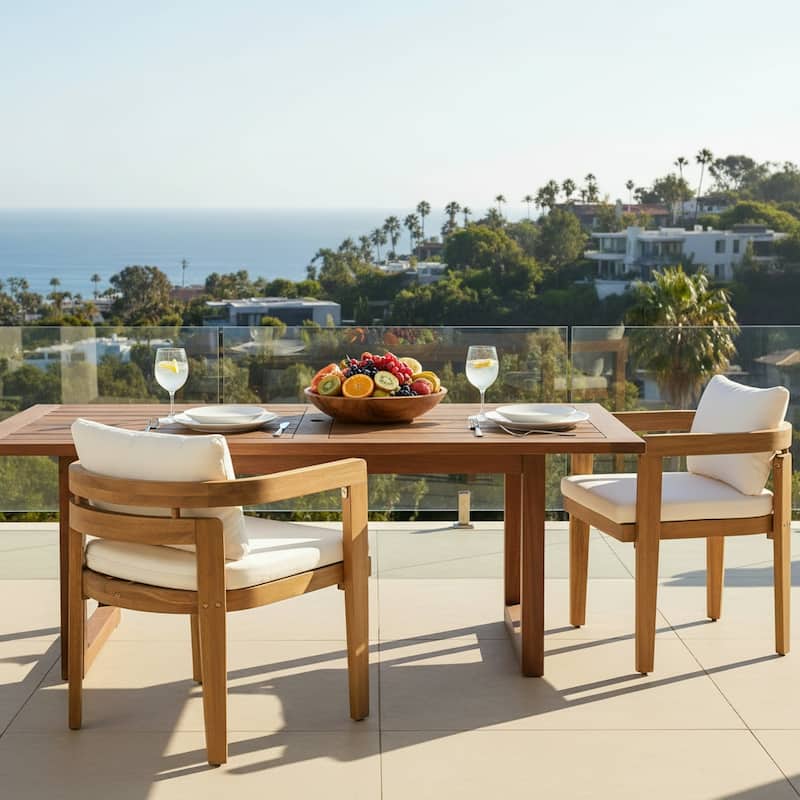 Christopher Knight Home - Acacia Wood Outdoor Patio Dining Chair Set with Cushions