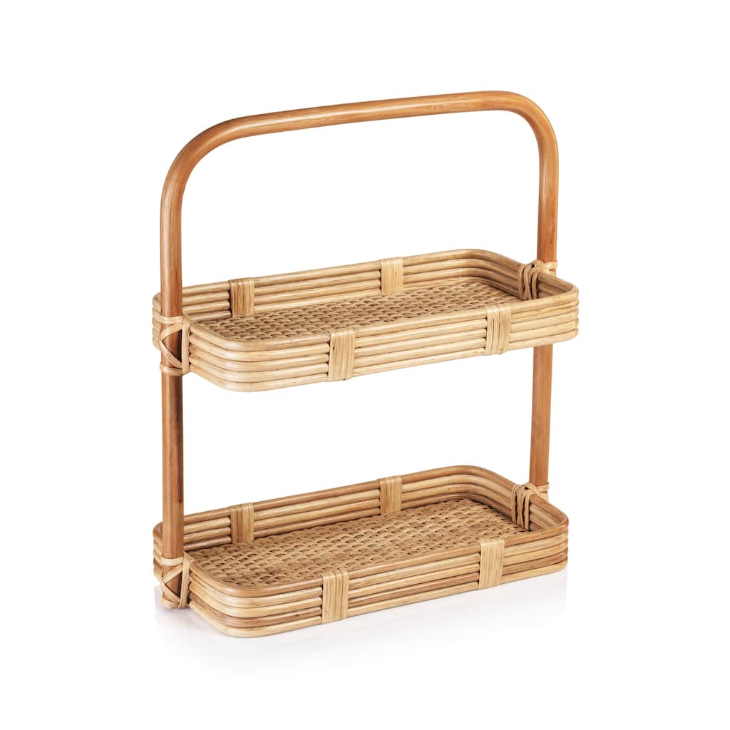 Tropique Two-Tier Rattan Tray