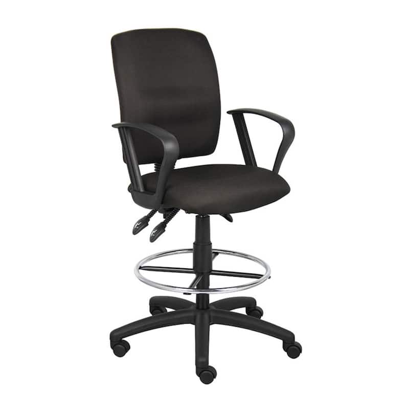 Jea Swivel Drafting Stool, Seat Tilt Lock, Loop Arms, Black Crepe