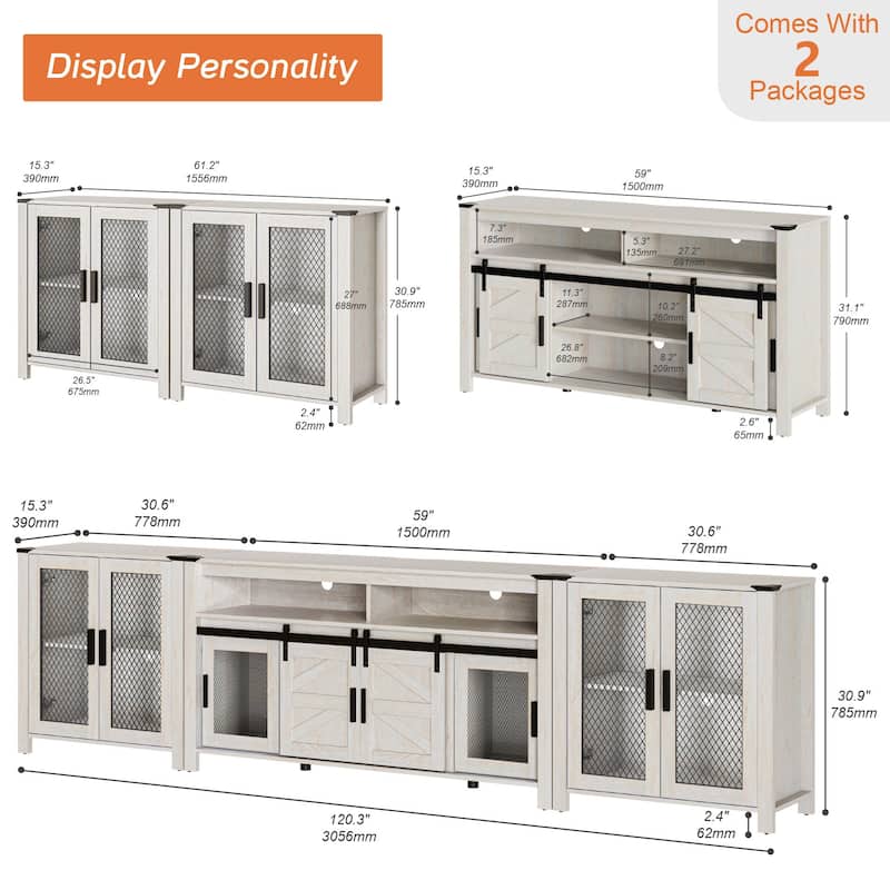 WAMPAT 2 in 1 TV Stand set for ups to 100 inch TV