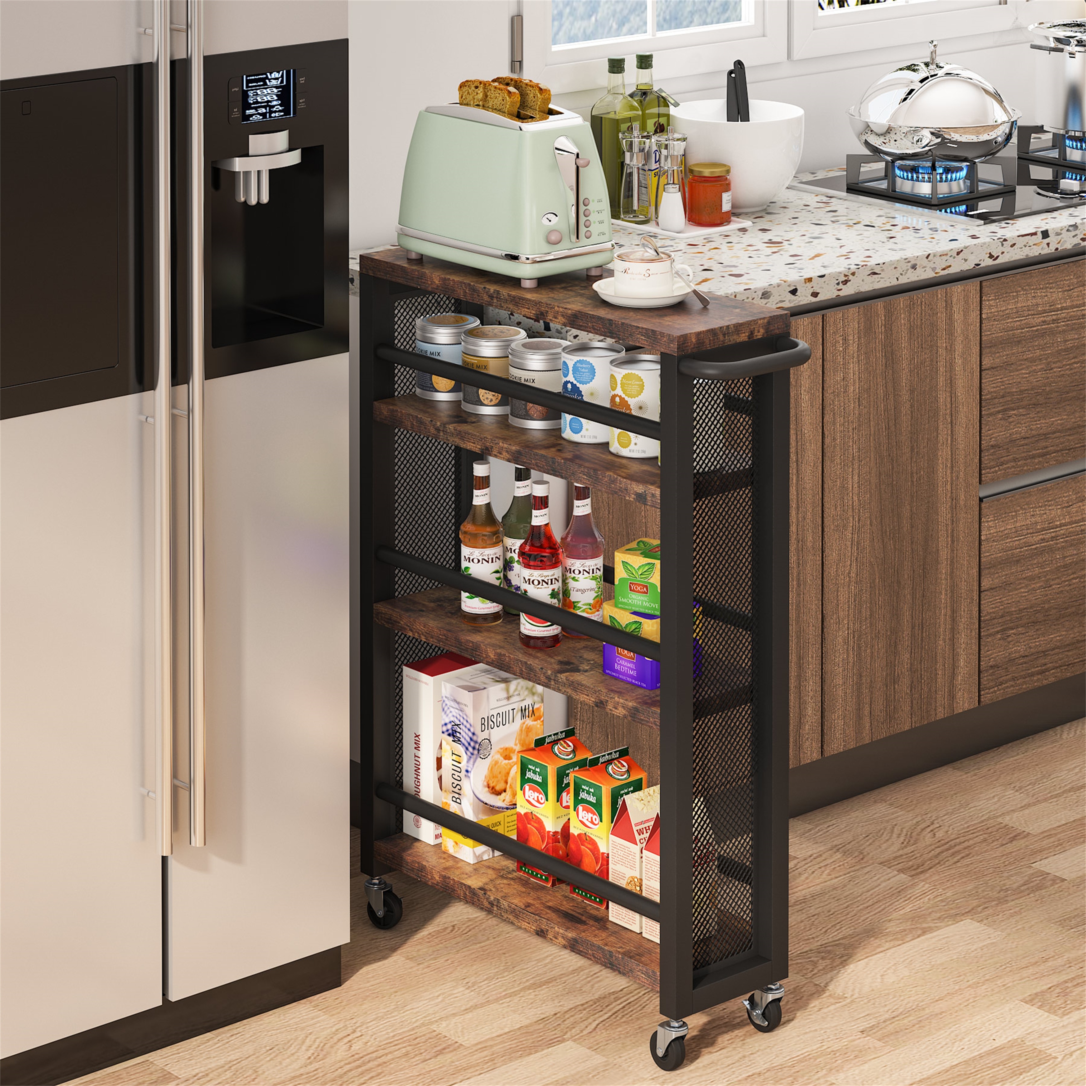 Kitchen cart with storage and seating on sale