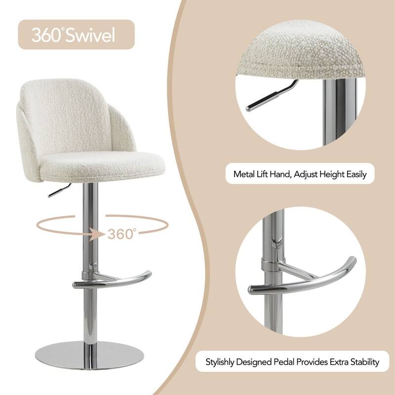 Spruce & Spring Joseph Modern Adjustable Swivel Counter Bar Stools with Back and Arched Footrest