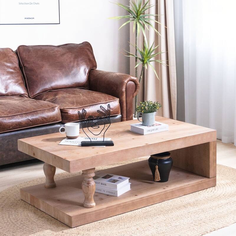 Rectangular Solid Wood Coffee Table - Light Natural - 47.2"
