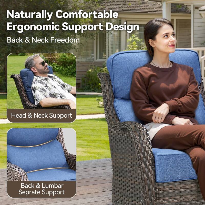 Pocassy 5 Pieces Outdoor 6" Swivel Chairs with Fire Pit Table