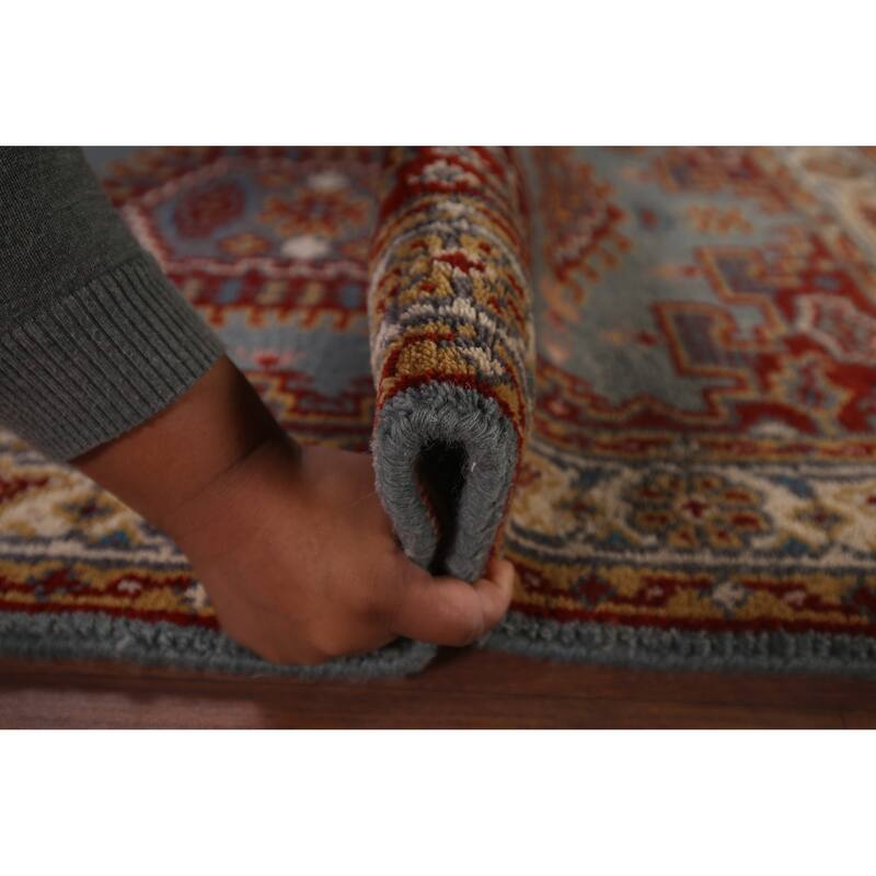 Blue Geometric Viss Oriental Accent Rug Hand-Knotted Wool Carpet - 2'11"x 5'3"