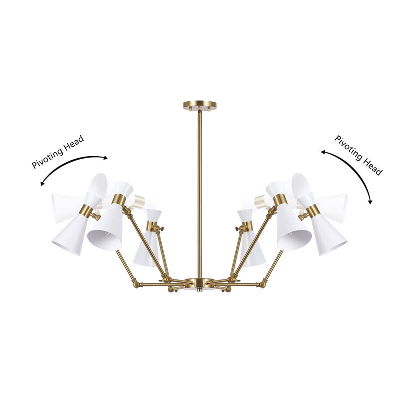 SAFAVIEH Shiraz 6-Light Adjustable Chandelier with Pivoting Shades, Modern Multi-Directional Ceiling Light - 57"W x 57"D x 45"H