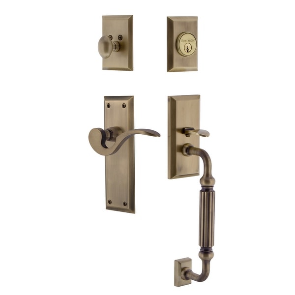 Nostalgic Warehouse NYKMAN_ESET_234_FG_RH New York Right Handed Sectional Single Cylinder Keyed Entry Handleset with F Grip and
