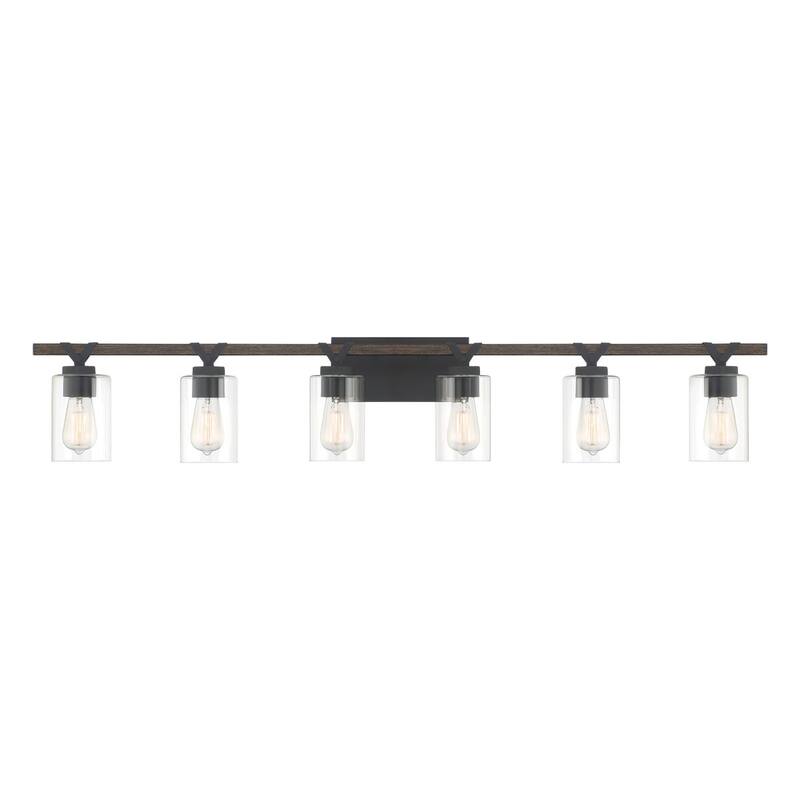 Roundhil 6-lights Farmhouse Faux Wood Grain Bathroom Vanity Light with UL Certified - 49'' W x 8'' H x 5'' D
