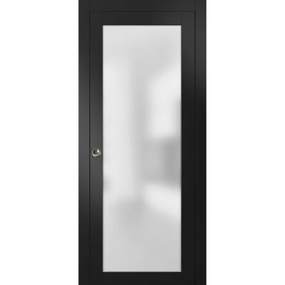 Sliding Pocket Door Frosted Tempered Glass / Planum 2102 Black Matte