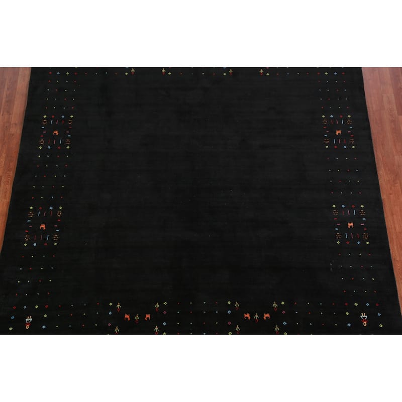 Hand Knotted Oriental 100% Wool Carpet Tribal Tribal Greys & Charcoal Gabbeh Area Rug - 8' 3'' X 8' 2''