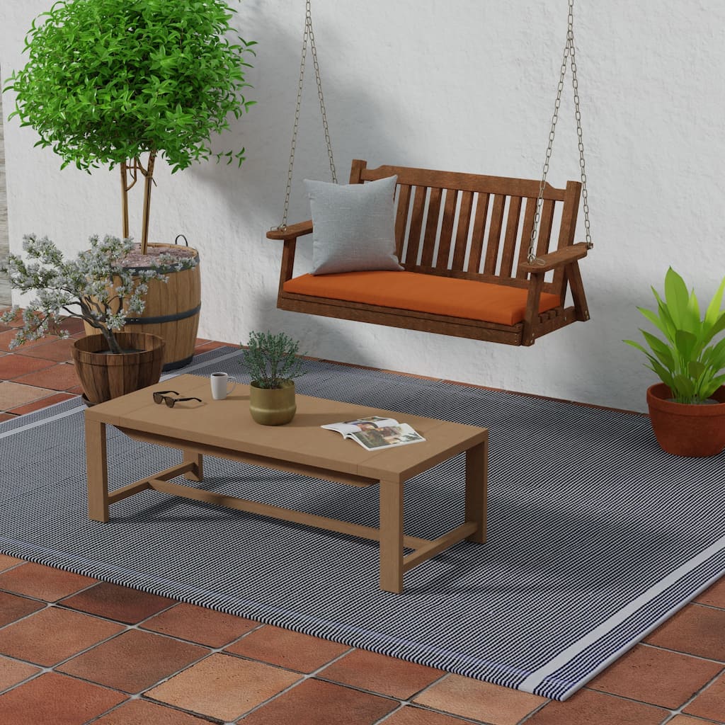 Sunbrella 48" x 18" Rust Solid Outdoor Bench Cushion with Ties - 18'' L x 48'' W x 3.5'' H