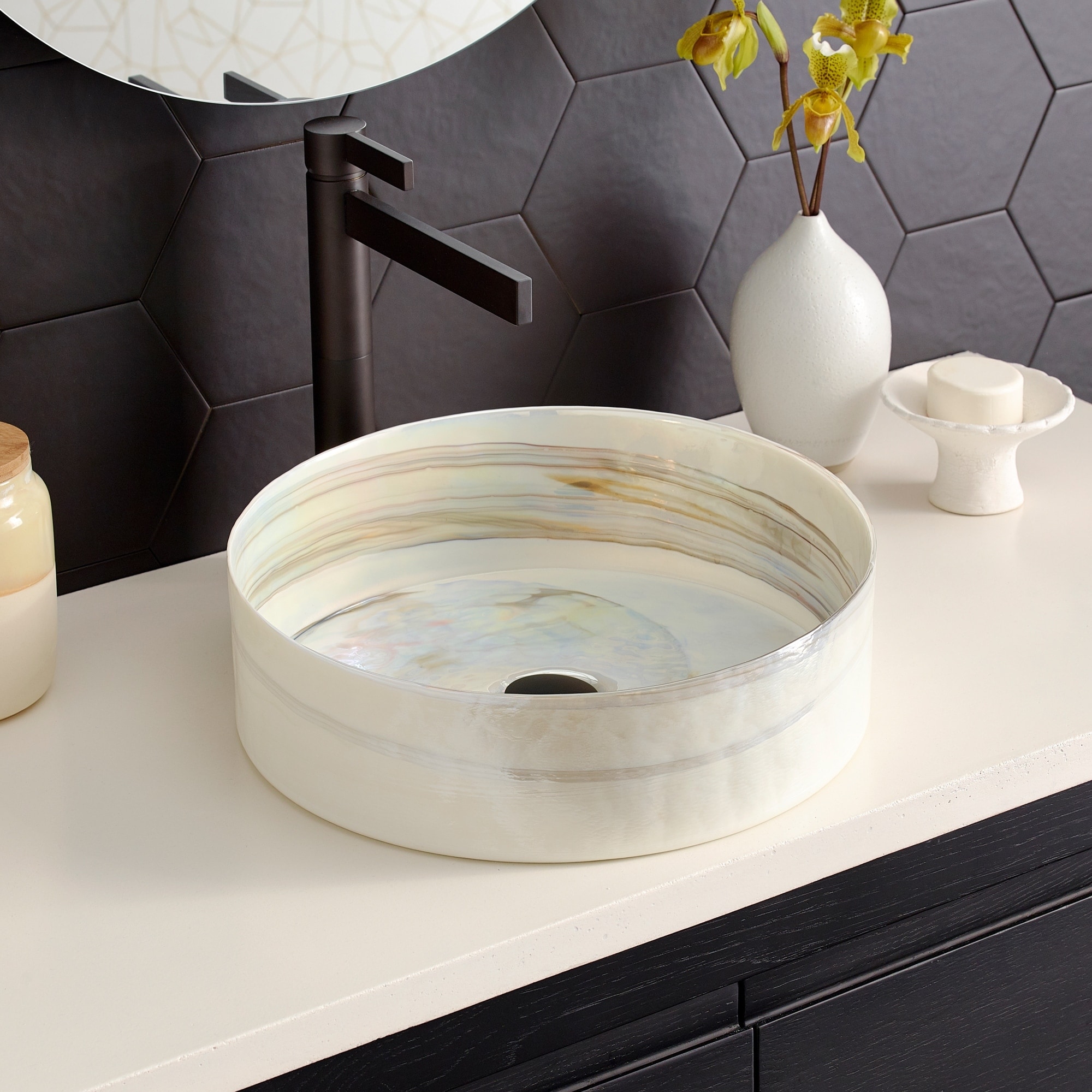 Positano Handmade Murano Glass Bathroom Sink - 16x16x4.5