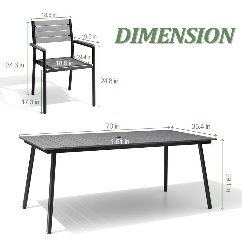 VredHom 7/9-Piece Outdoor Patio Dining Set with Stackable Chairs