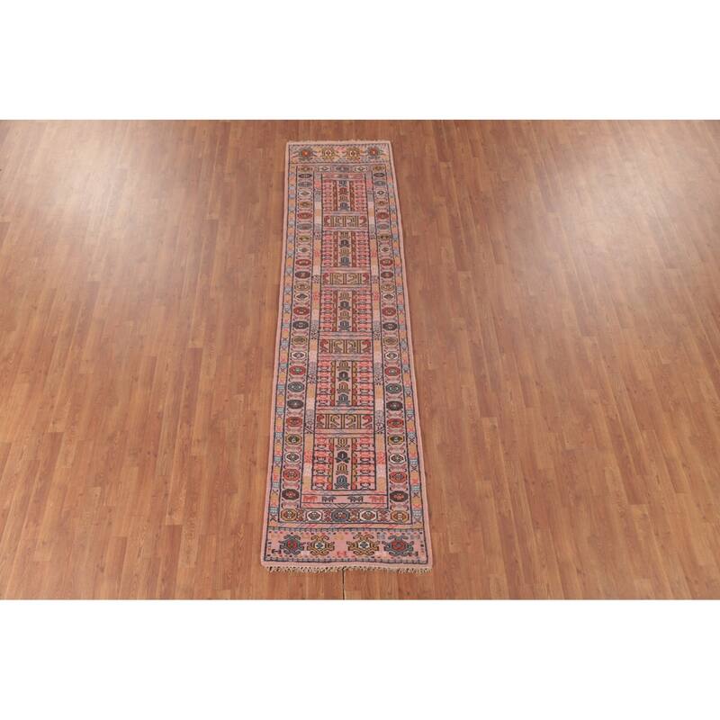 Geometric Khotan Oriental Runner Rug Wool Carpet - 2'6"x 9'9"