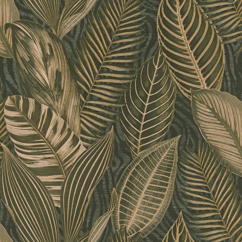 A-Street Prints Acacius Dark Green Tropical Foliage Wallpaper