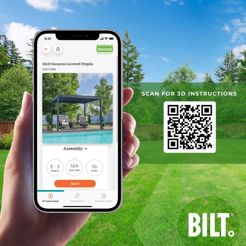 Backyard Discovery Sarasota 10'x10' Galvanized Steel Louvered Pergola