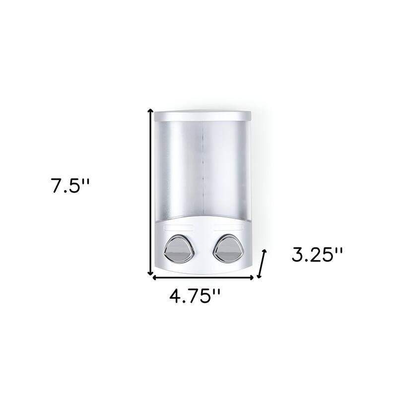 HomeRoots Gray Heavy Duty Plastic Two Chamber Wall Mount Soap Dispenser - 4.75' X '7.5' X '3.25