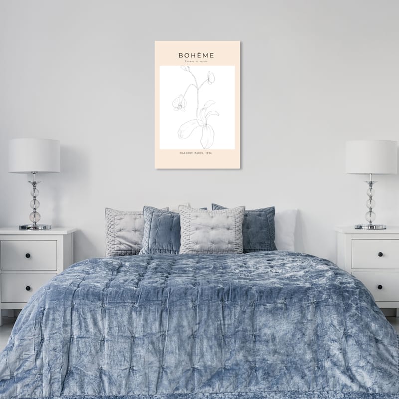 Wynwood Studio Canvas Floral and Botanical Boheme Orchid White and Modern & Contemporary Wall Art Canvas Print - White, Black - 36 x 24