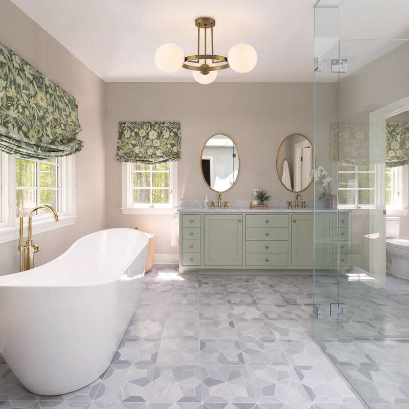 3-Light Halo Milky White Glass Globe Circle Ceiling Light 30.3 in