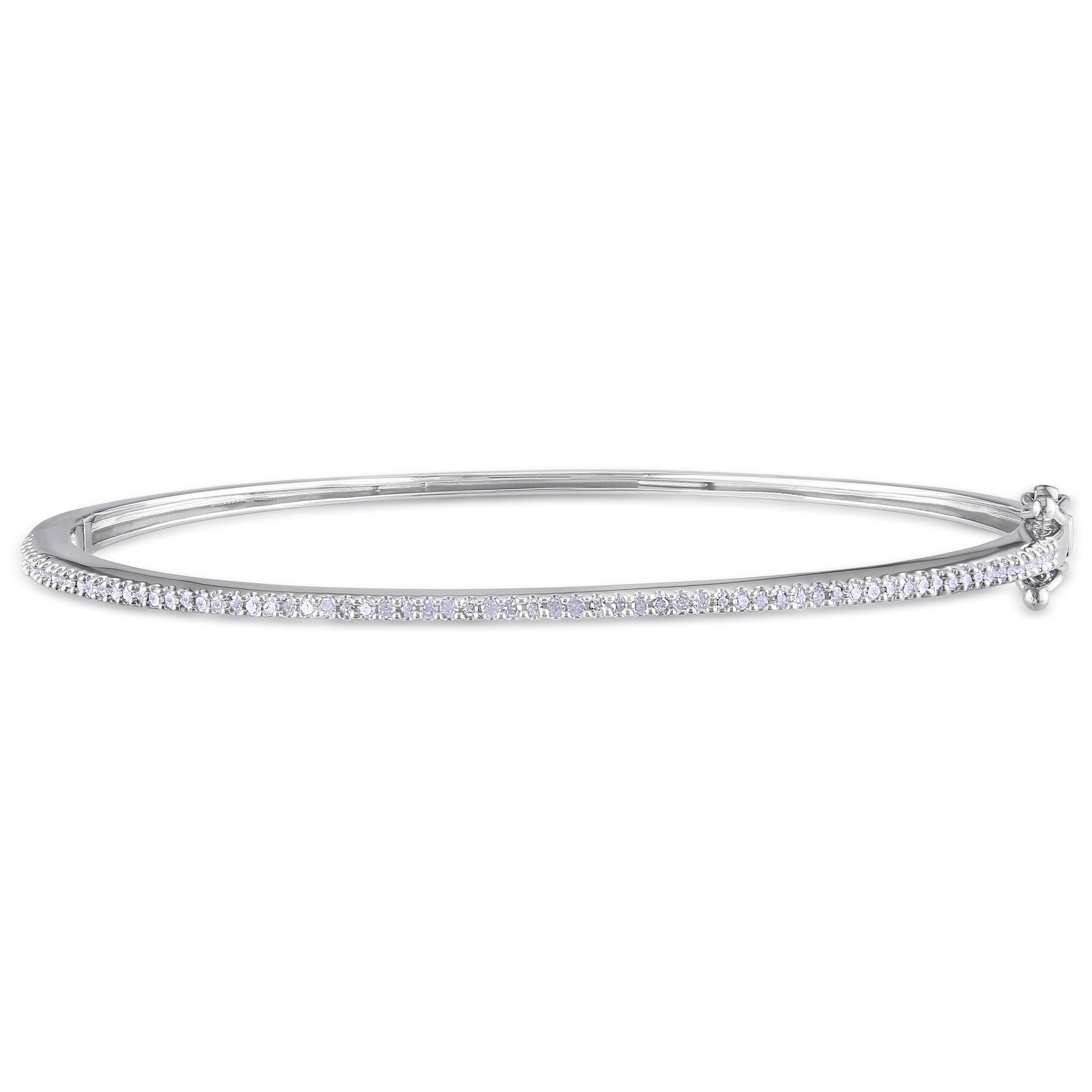 Miadora Sterling Silver 1/4ct TDW Diamond Bangle Bracelet - White