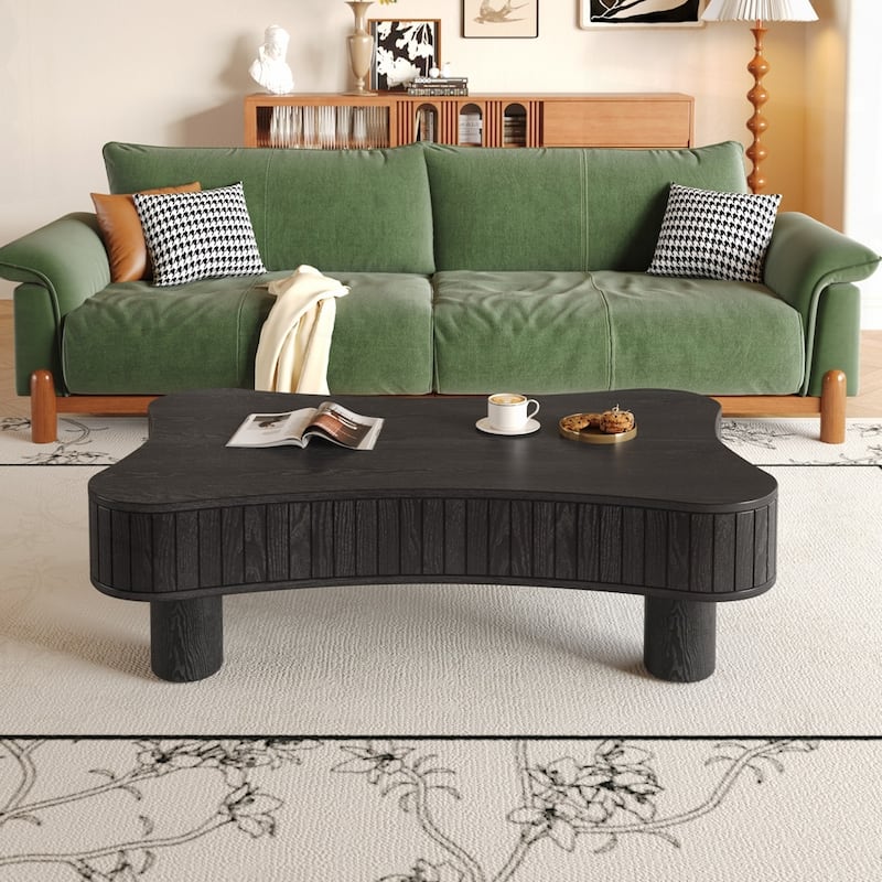 Lift Top Coffee Table with Fluted Panel Hidden Storage
