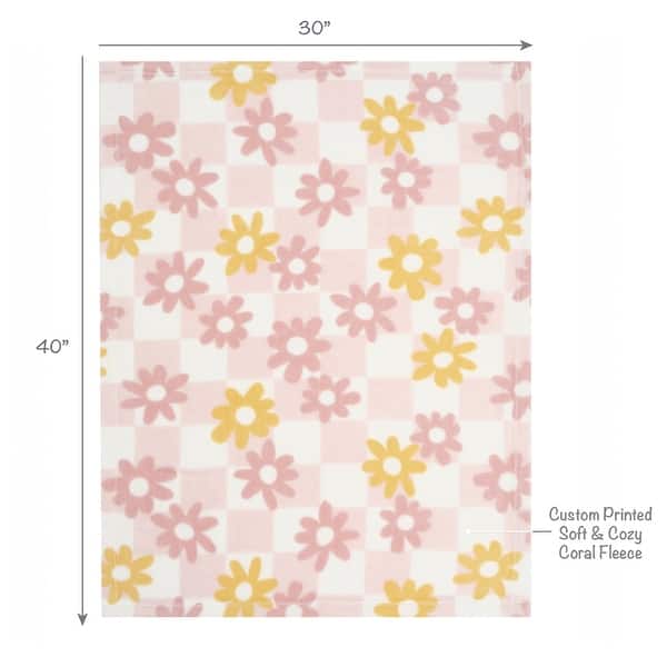 Lambs & Ivy Daisy Dreams Soft & Cozy Luxury Fleece Checkered Baby Blanket