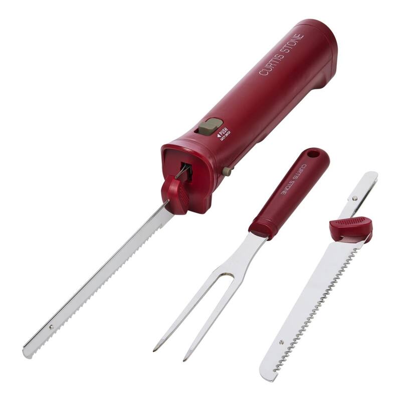 Curtis Stone Cordless Electric Carving Knife Set Refurbished - Red - Red