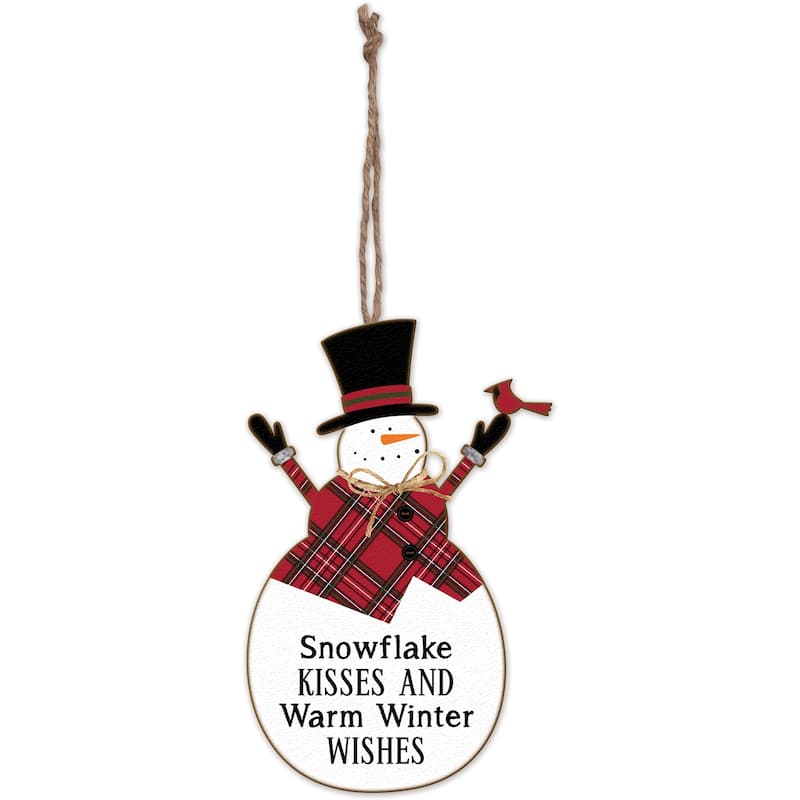 Plaid Snowman Ornament -Set of 2
