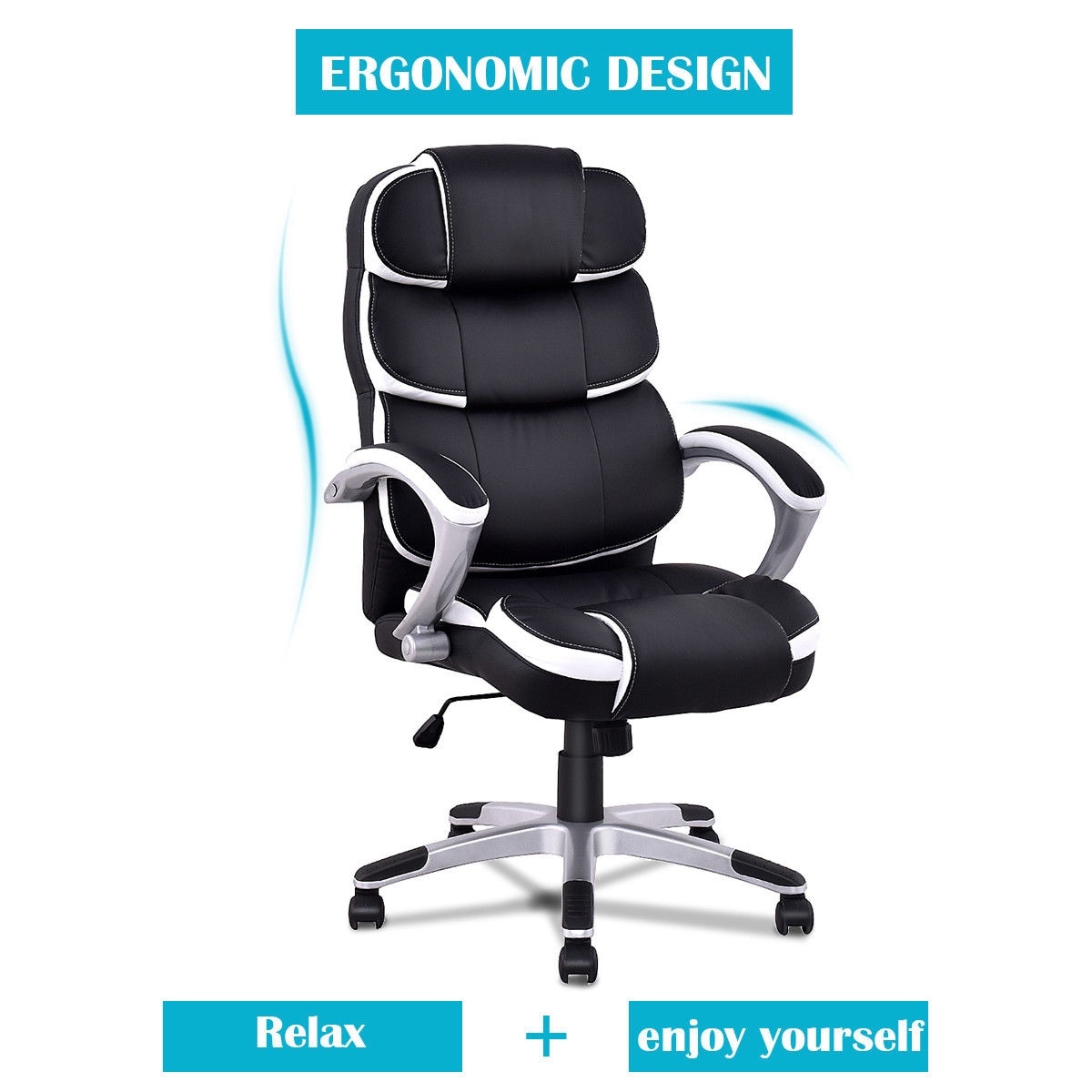 Pu Leather High Back Office Chair Executive Task Ergonomic Computer Desk Chairs Stools Business Industrial