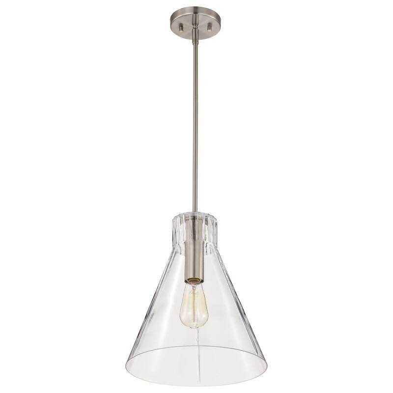 Gianna 1 Light Medium Pendant Brushed Nickel Finish Clear Glass - Brushed Nickel