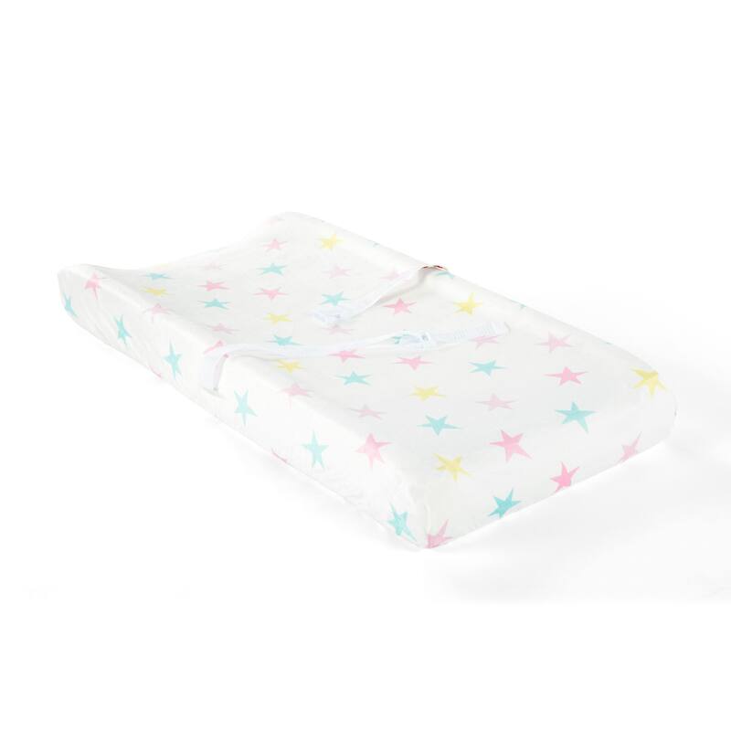 Lush Decor Baby Rainbow Allover Stars Soft & Plush Changing Pad Cover - 32" x 16" x 5"