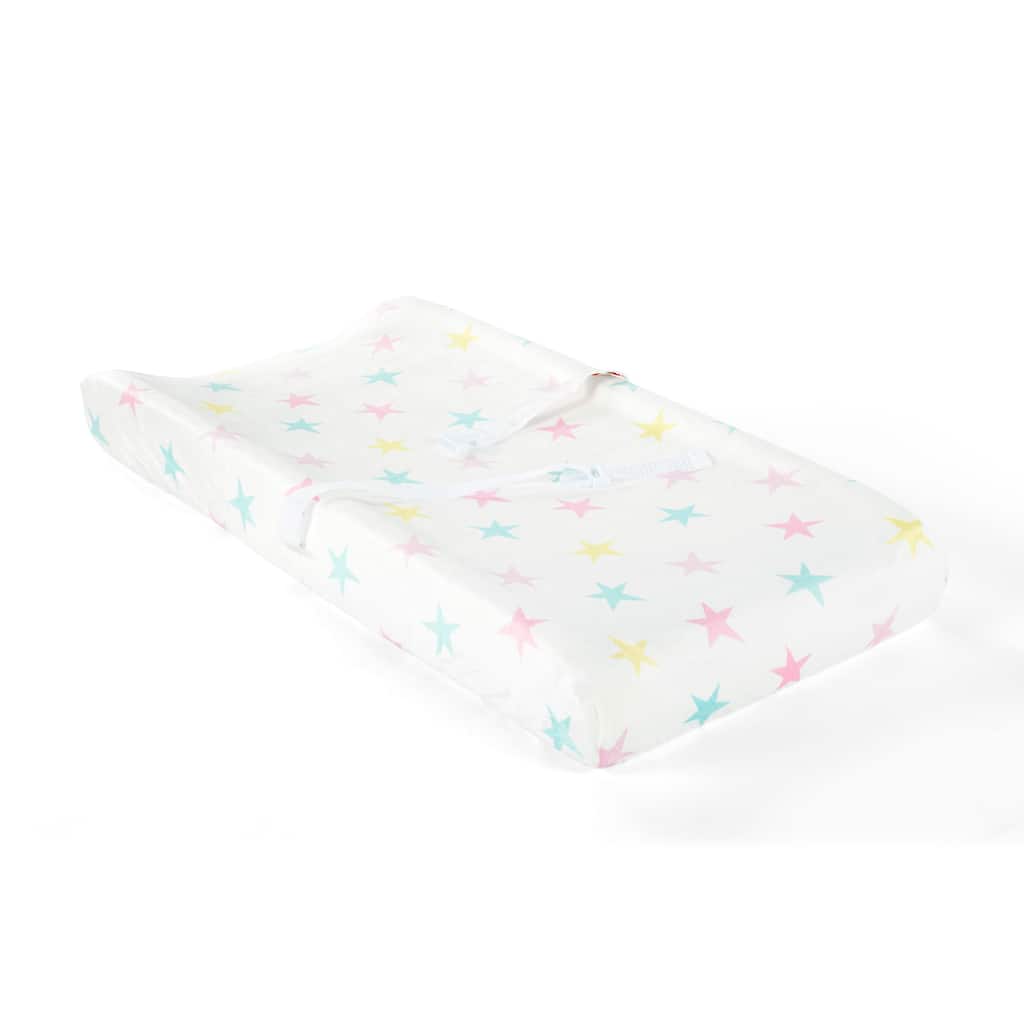 Lush Decor Baby Rainbow Allover Stars Soft & Plush Changing Pad Cover - 32" x 16" x 5"
