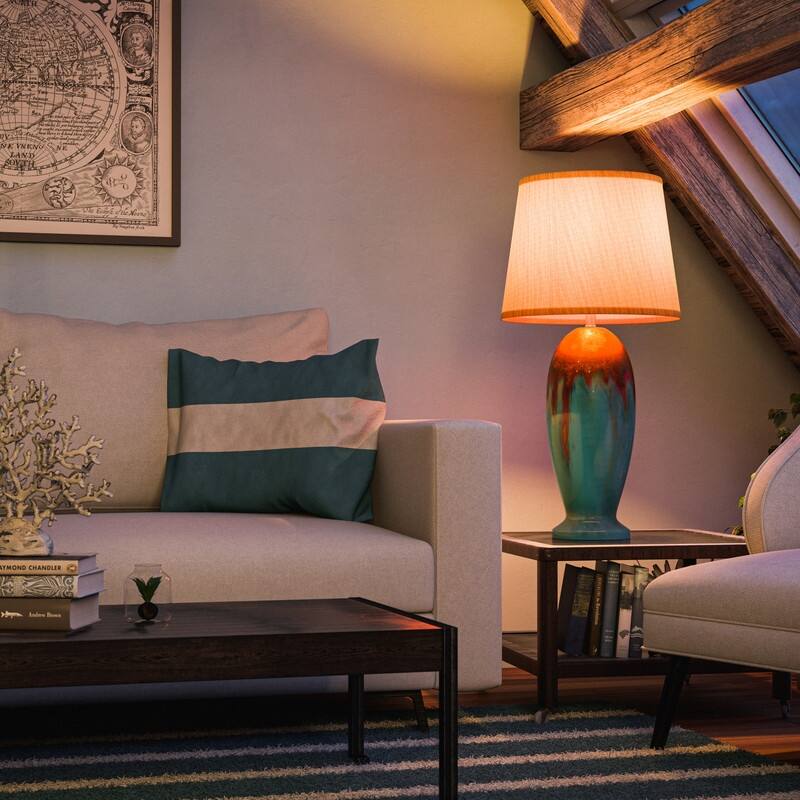 Kenroy Home Tucson Ceramic Table Lamp - Teal