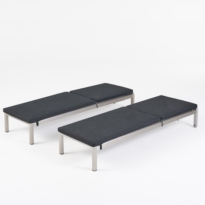 Cape Coral Outdoor Chaise Lounge with Cushion (Set of 2) by Christopher Knight Home