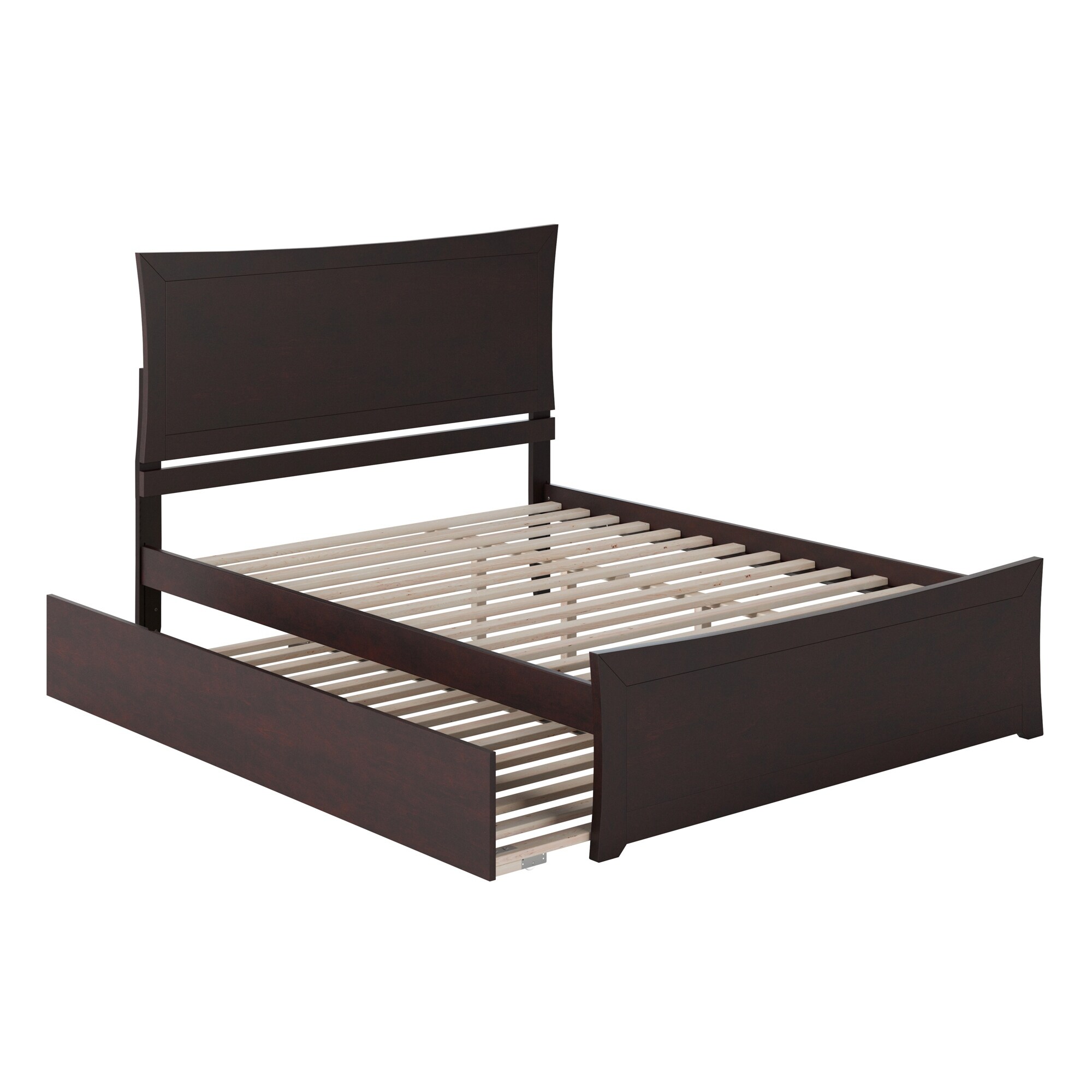 Metro Queen Platform Bed with Matching Footboard & Twin XL Trundle in Espresso