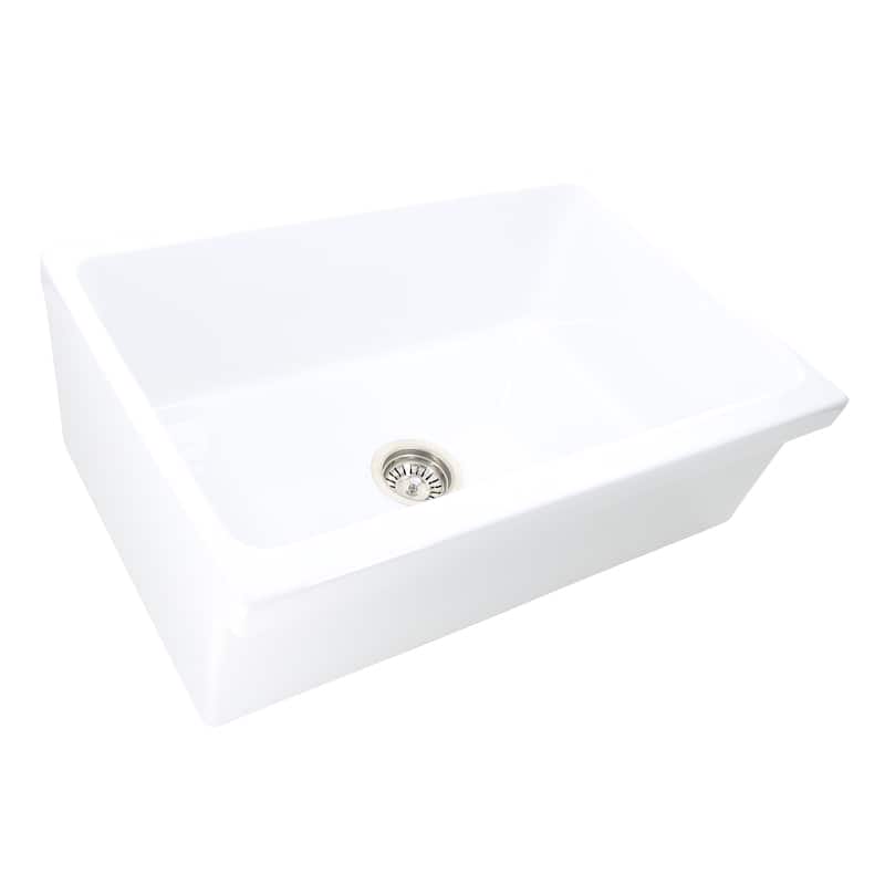 Highpoint Collection Fireclay Reversible Double Lip Farmhouse Sink