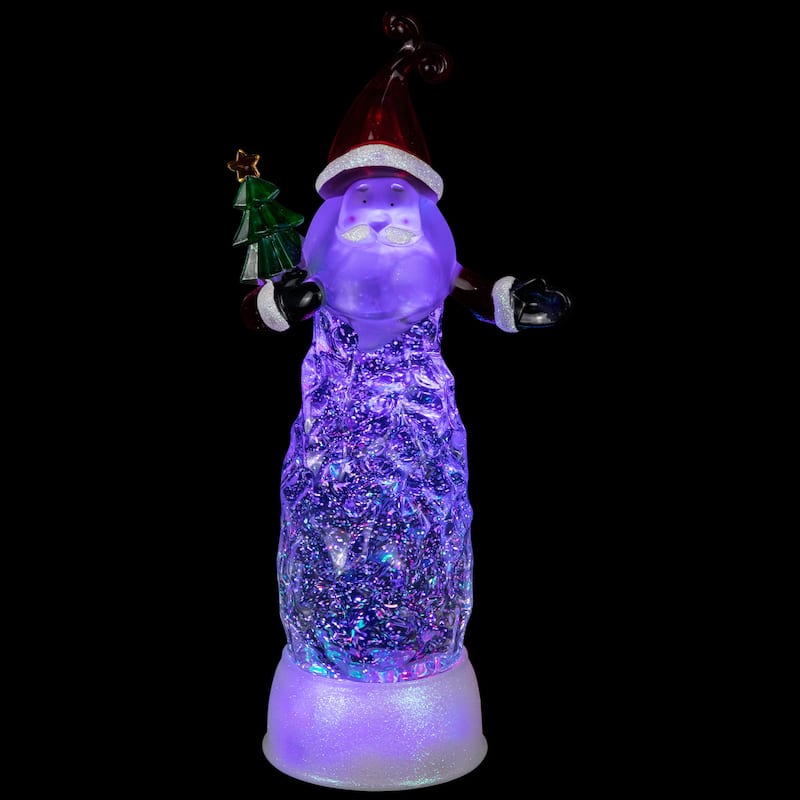 LED Lighted Santa Acrylic Christmas Snow Globe - 12"