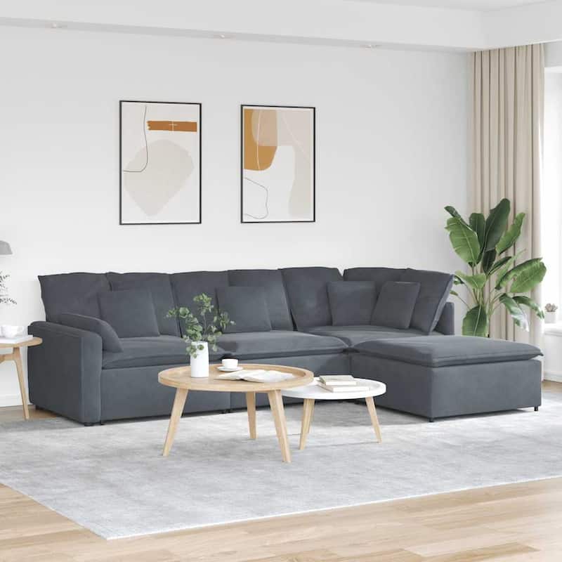 vidaXL Modular Sofa Dark Grey Velvet (100% polyester), Metal Oversized - 80.7 x 122.8 x 25.2 in
