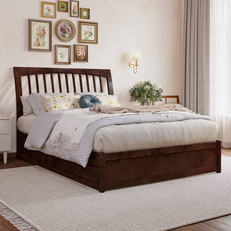 Roslyn Platform Bed with Panel Footboard and Storage Drawers