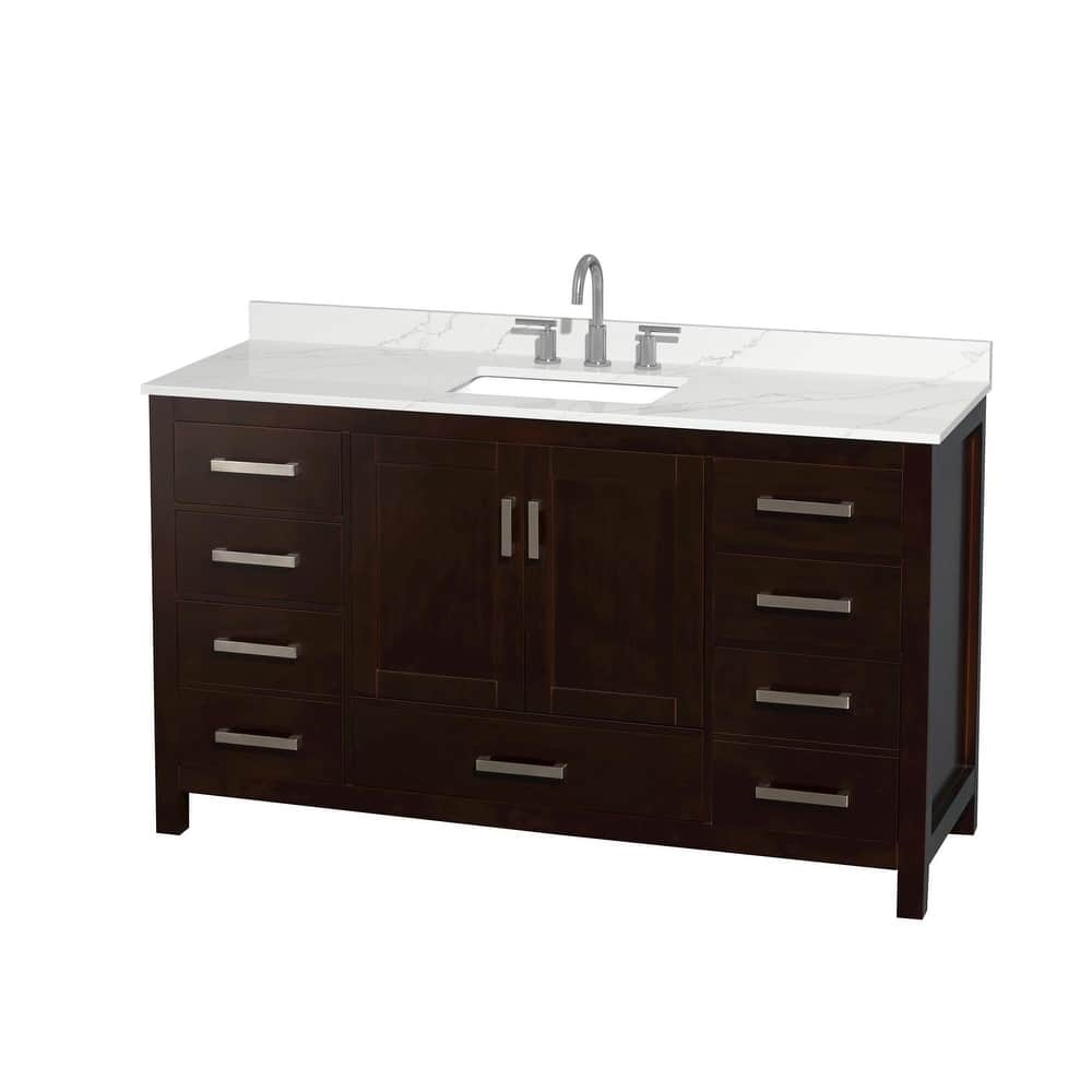 Sheffield 60-inch Single Vanity, 3 Hole Quartz Top