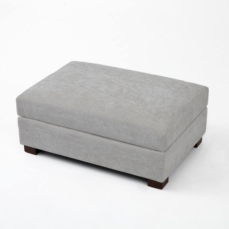 41" W Modern Rectangle Chenille Ottoman