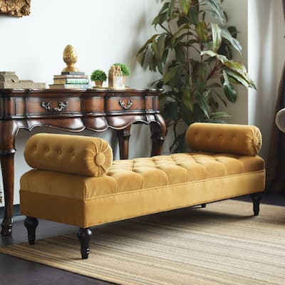 Lewis 60" Oversized Tufted Bolster Arm Chaise Lounge Bench