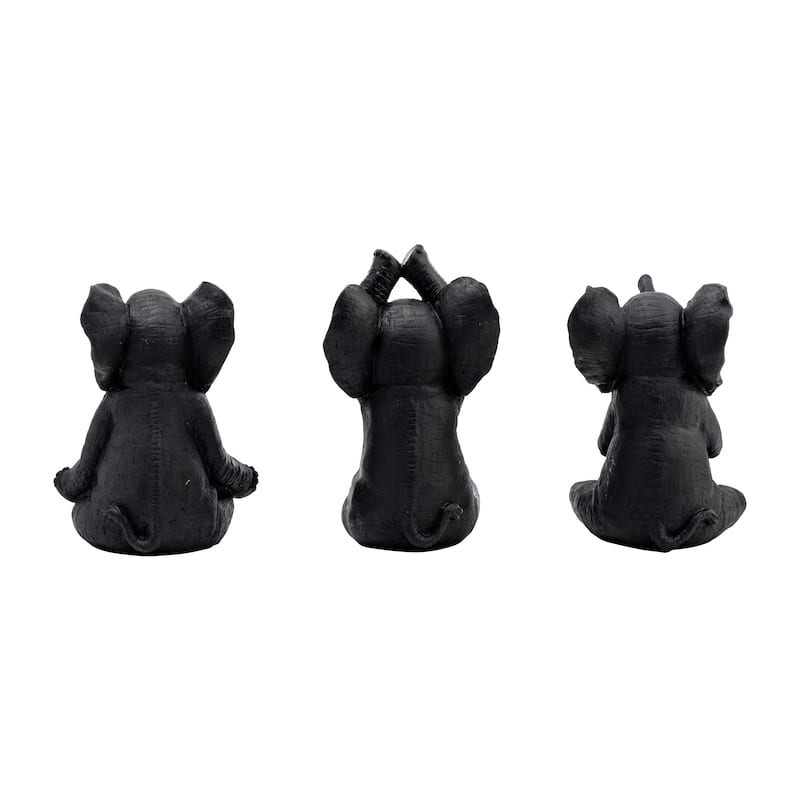 Decorative Resin Elephant Figurines with Yoga Poses - Set of 3, 8"