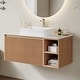 preview thumbnail 27 of 33, 36'' Single Bathroom Vanity with Glossy Sintered Stone Top, Light Wood & Dark Wood