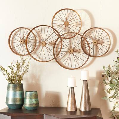 Copper Metal Eclectic Wheel Wall Decor