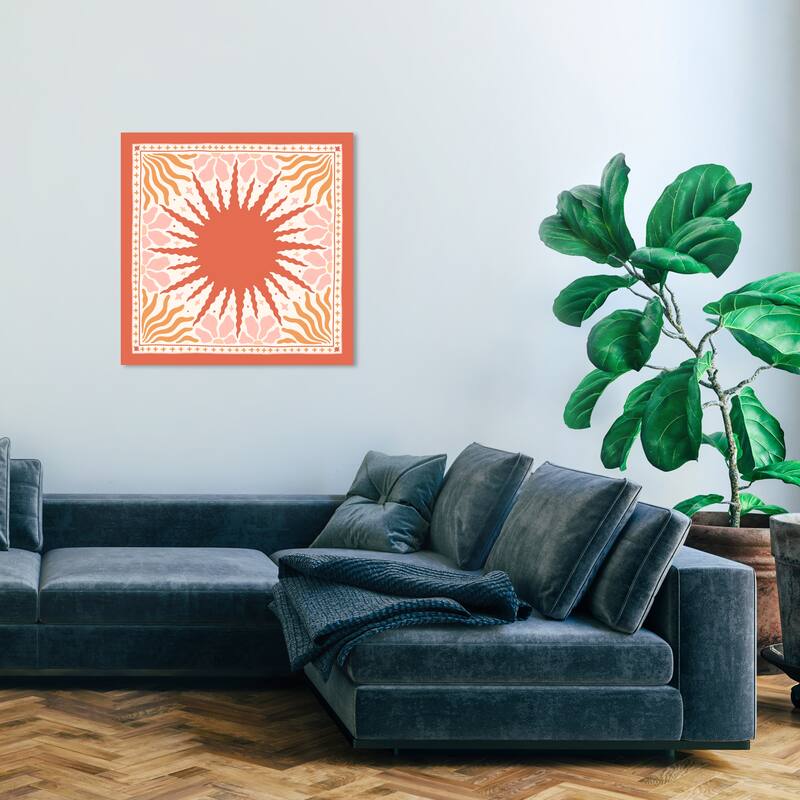 Wynwood Studio Canvas Fashion and Glam Art Deco Sun Scarf Orange and Dark Orange Modern & Contemporary Wall Art Canvas Print