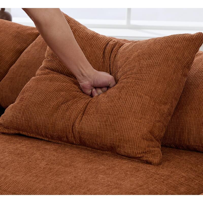 142" Chenille L-Shaped Modular Sofa with Sleeper & Ottoman
